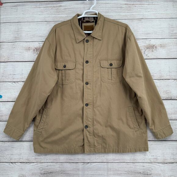 St. Johns Bay Flannel Lined Chore Jacket Men's XXL Tan Beige Outdoor Corduroy - Picture 1 of 14
